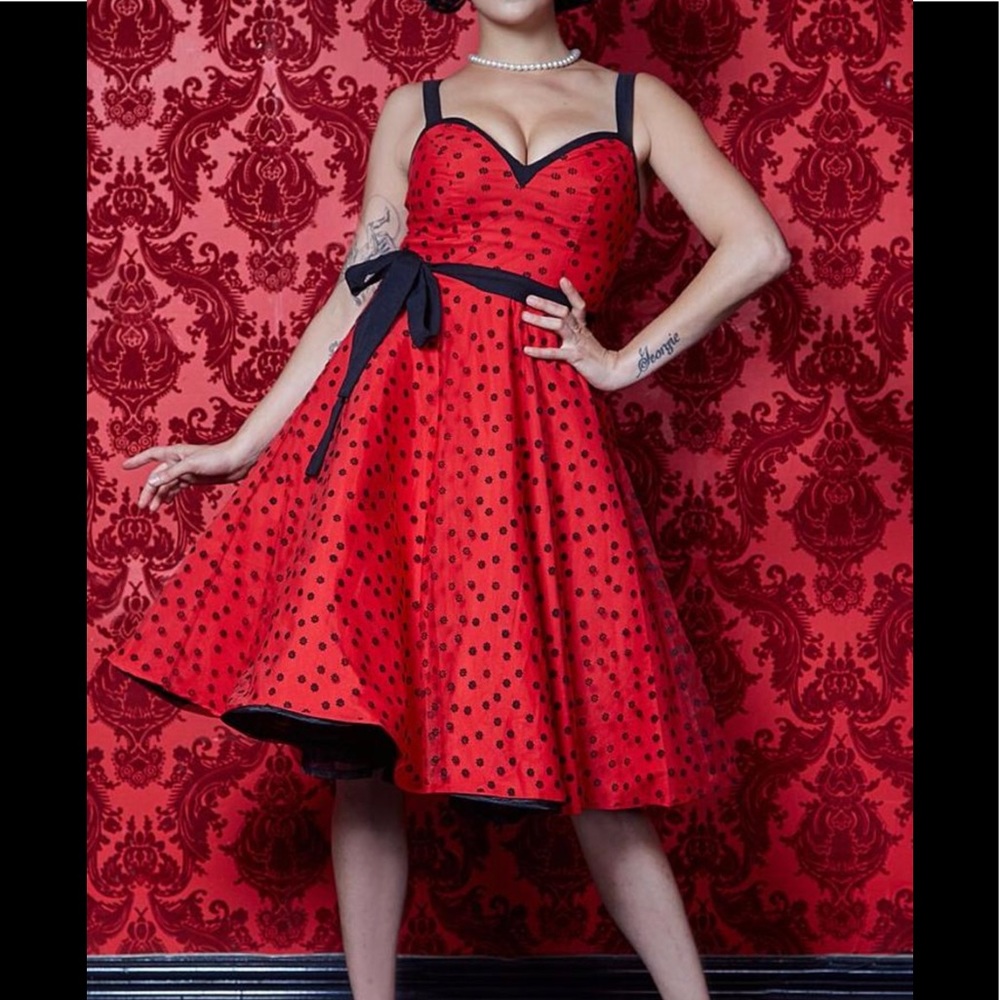 Rebel Love Red Dress with Floral Sheer Overlay
